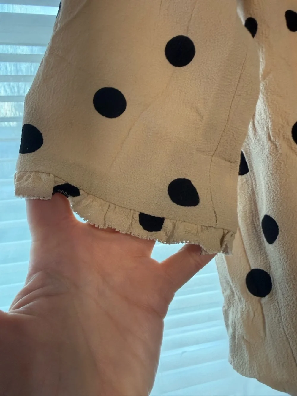 Kate Spade Polka Dot Blouse Cream Black Size XS Ruffle Detail